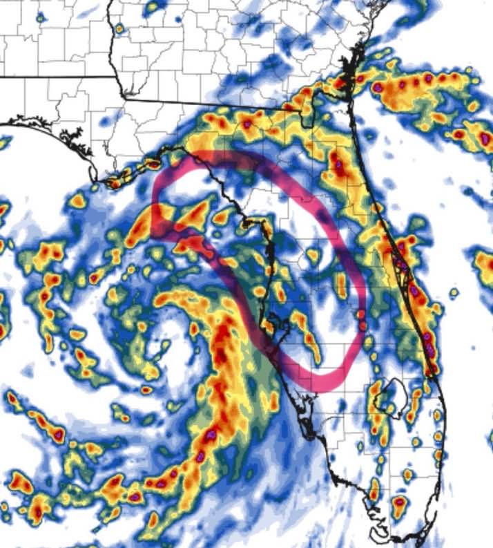 Weather map showing a storm near Florida.